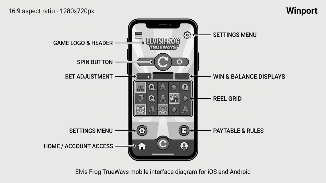 Elvis Frog TrueWays mobile interface diagram for iOS and Android